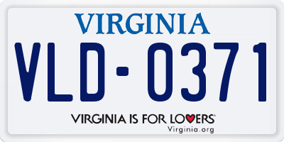 VA license plate VLD0371