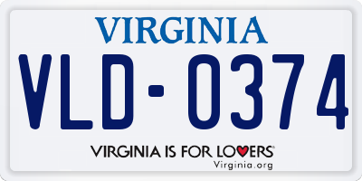 VA license plate VLD0374