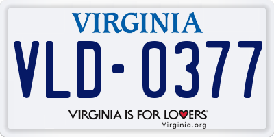 VA license plate VLD0377