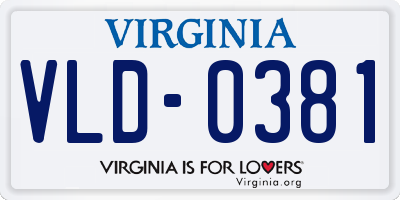 VA license plate VLD0381