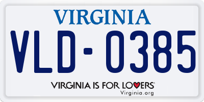 VA license plate VLD0385