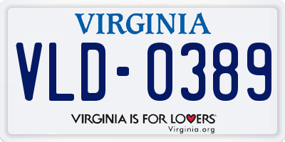 VA license plate VLD0389