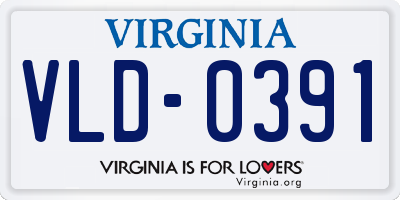 VA license plate VLD0391
