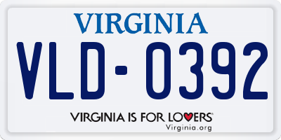 VA license plate VLD0392