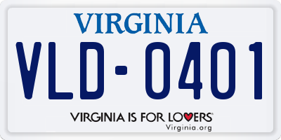 VA license plate VLD0401