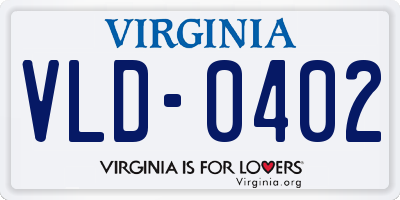 VA license plate VLD0402