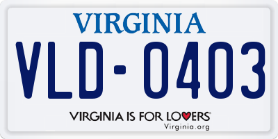 VA license plate VLD0403