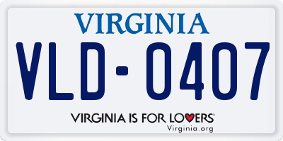 VA license plate VLD0407