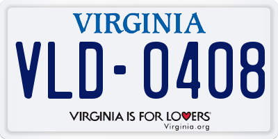 VA license plate VLD0408