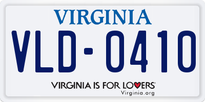 VA license plate VLD0410