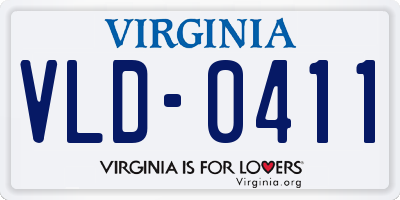 VA license plate VLD0411