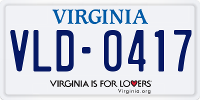 VA license plate VLD0417