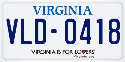 VA license plate VLD0418