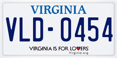 VA license plate VLD0454