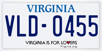 VA license plate VLD0455