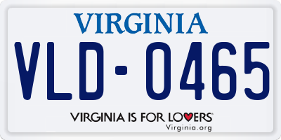 VA license plate VLD0465