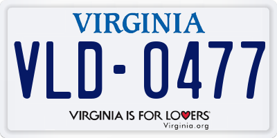 VA license plate VLD0477