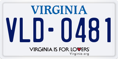 VA license plate VLD0481