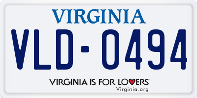 VA license plate VLD0494