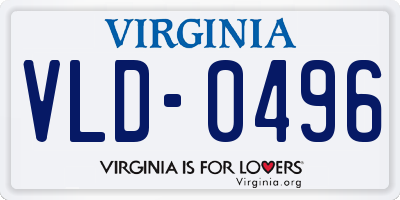 VA license plate VLD0496
