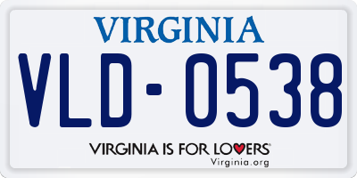 VA license plate VLD0538