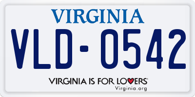 VA license plate VLD0542