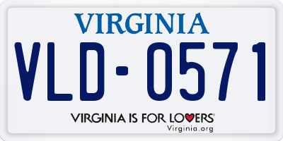 VA license plate VLD0571