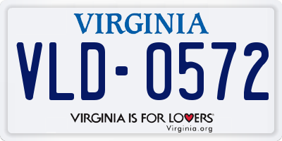 VA license plate VLD0572