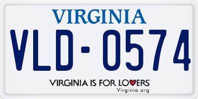 VA license plate VLD0574