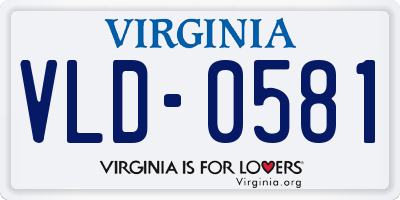 VA license plate VLD0581