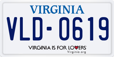 VA license plate VLD0619