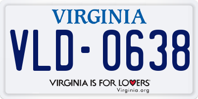 VA license plate VLD0638