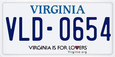 VA license plate VLD0654