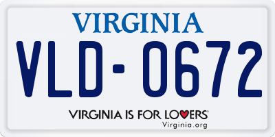 VA license plate VLD0672