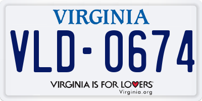 VA license plate VLD0674