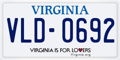 VA license plate VLD0692