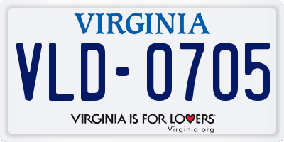 VA license plate VLD0705
