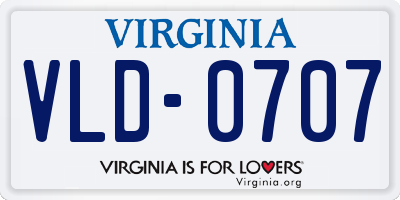 VA license plate VLD0707