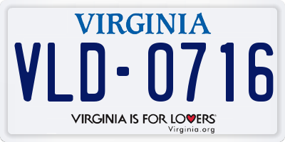 VA license plate VLD0716