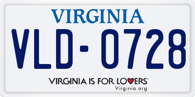 VA license plate VLD0728