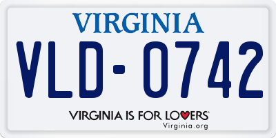 VA license plate VLD0742