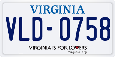 VA license plate VLD0758