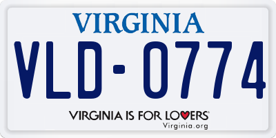 VA license plate VLD0774