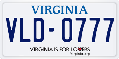 VA license plate VLD0777