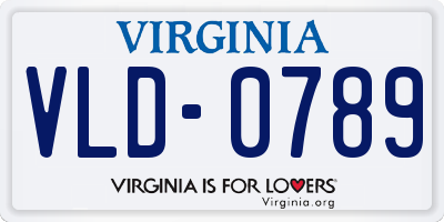 VA license plate VLD0789