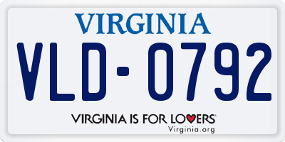 VA license plate VLD0792