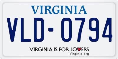 VA license plate VLD0794