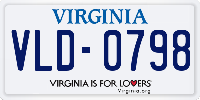 VA license plate VLD0798