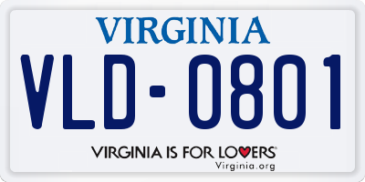 VA license plate VLD0801