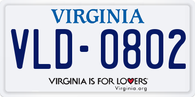 VA license plate VLD0802
